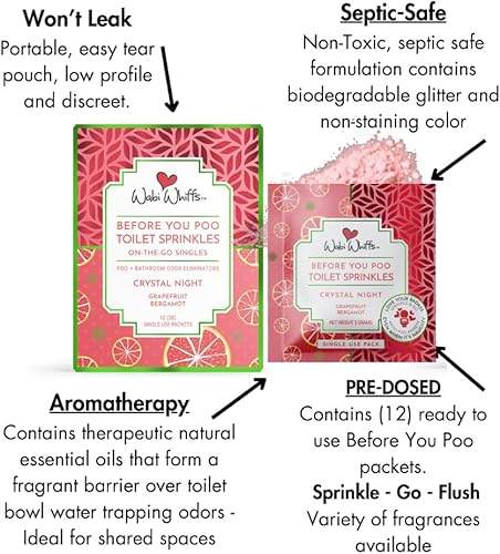 Miniatura 2 de Wabi Whiffs Crystal Night (12 unidades)  Desodorante natural de baño  Paquetes eliminadores de olores para frescura y limpieza  Seguro séptico