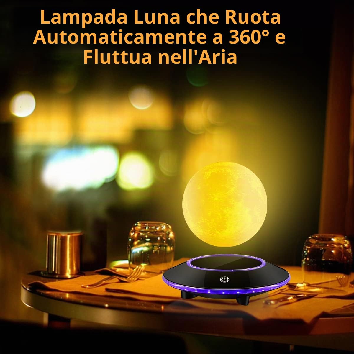 luce di luna levitante magnetica lampada fluttuante nell'aria liberamente con gradiente luce calda e bianca a LED per la decorazione di casa o ufficio, regali unici, luce notturna