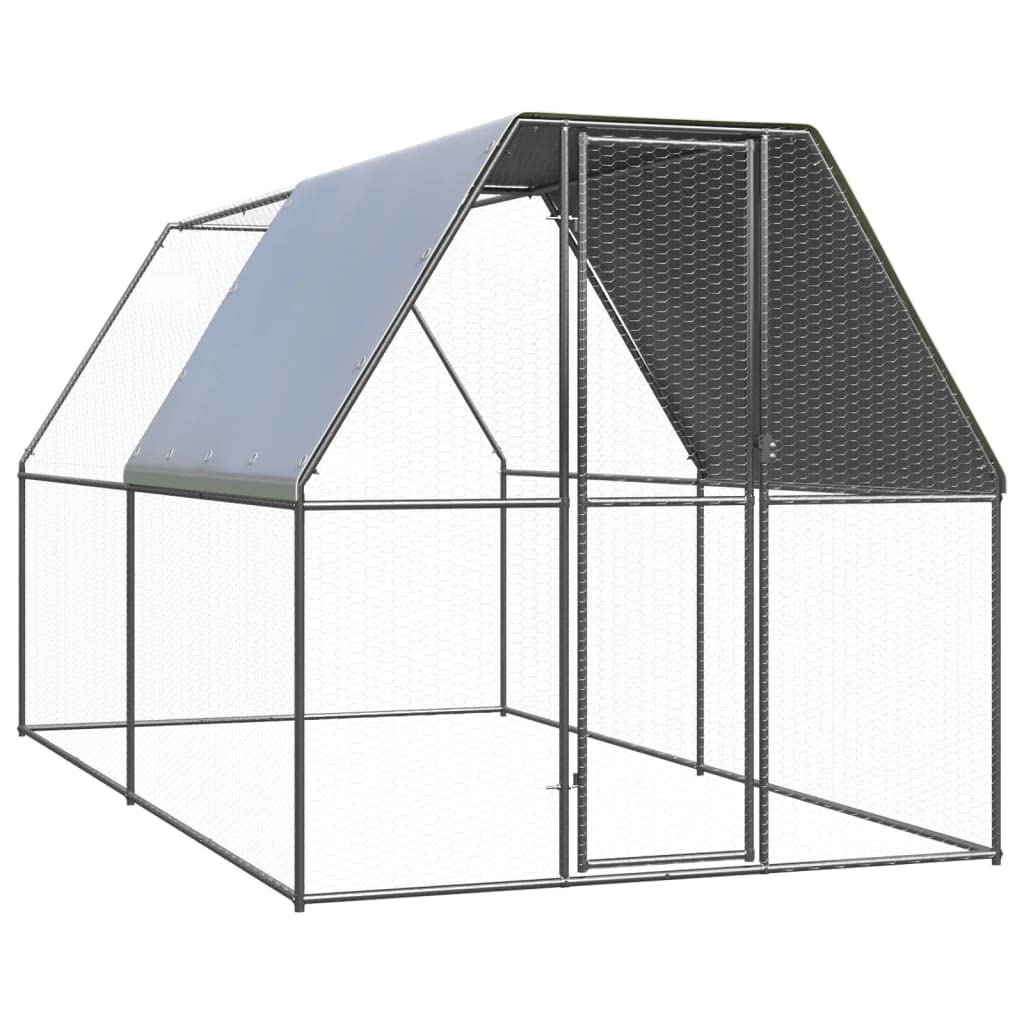 vidaXL Jaula Gallinero de Exterior de Acero Galvanizado 2x4x2 m Casa Gallinas