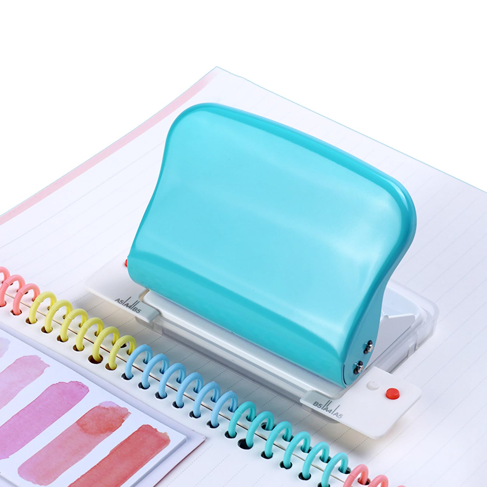 Máquina de Encuadernación, Máquina de Encuadernación en Espiral Perforadora de Metal con 10 Orificios, Fácil de Usar, para Hacer 26 Orificios en Papel B5, 30 Orificios en A4, 20