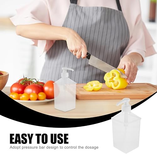 Miniatura 5 de Cabilock Juego de 3 botellas transparentes para apretar, botellas de almacenamiento de jarabe de condimentos de jugo de 37 onzas, dispensadores