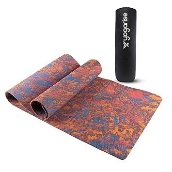 Yogarise 4mm Anti-Skid Yoga Mat with Carry Bag For Home Gym & Outdoor Workout, Water-Resistant, Soft, Easy to Fold (Marble)