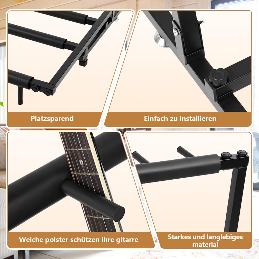 Cocoarm Gitarrenständer 5 Gitarren 5 Fach Gitarrenständer Gitarrenstativ Stand Stativ Universal Gitarre Halterung für alle Arten Schwarz
