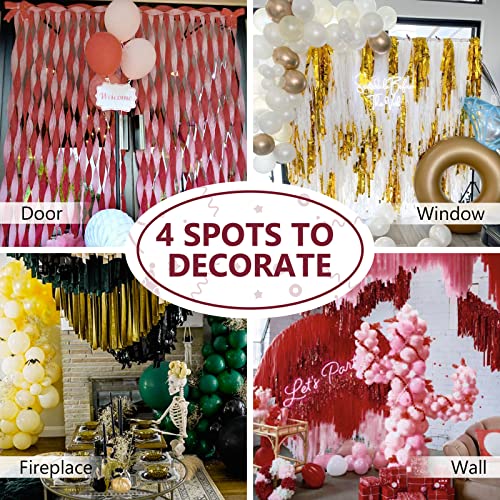 PartyWoo Flâmulas de Papel Crepom 4 Rolos de 328 Pés, Pacote de Papel Crepe Cor de Vinho e Dourado p