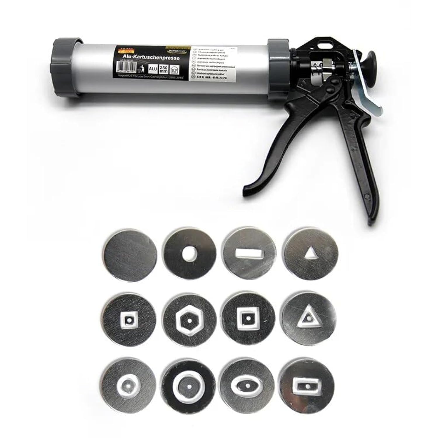Lovemine Versatile Clay Gun,Clay Extruder Gun w/12 Different Molds + 1 Solid Disc + 1 pc Clay Throwing Cloth,Handheld Extruder Clay Tool for Sculpturin