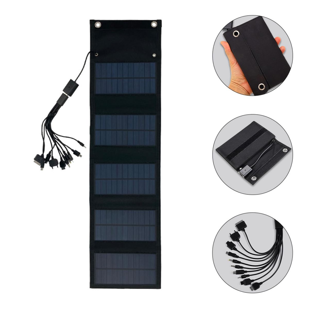 Levemolo Cargador Solar Plegable de 15w y 6v Panel Monocristalino Portátil para Camping y Emergencia Material Abs y Cobre