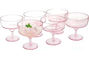 6 Piece Pink Margarita Glasses Shatterproof