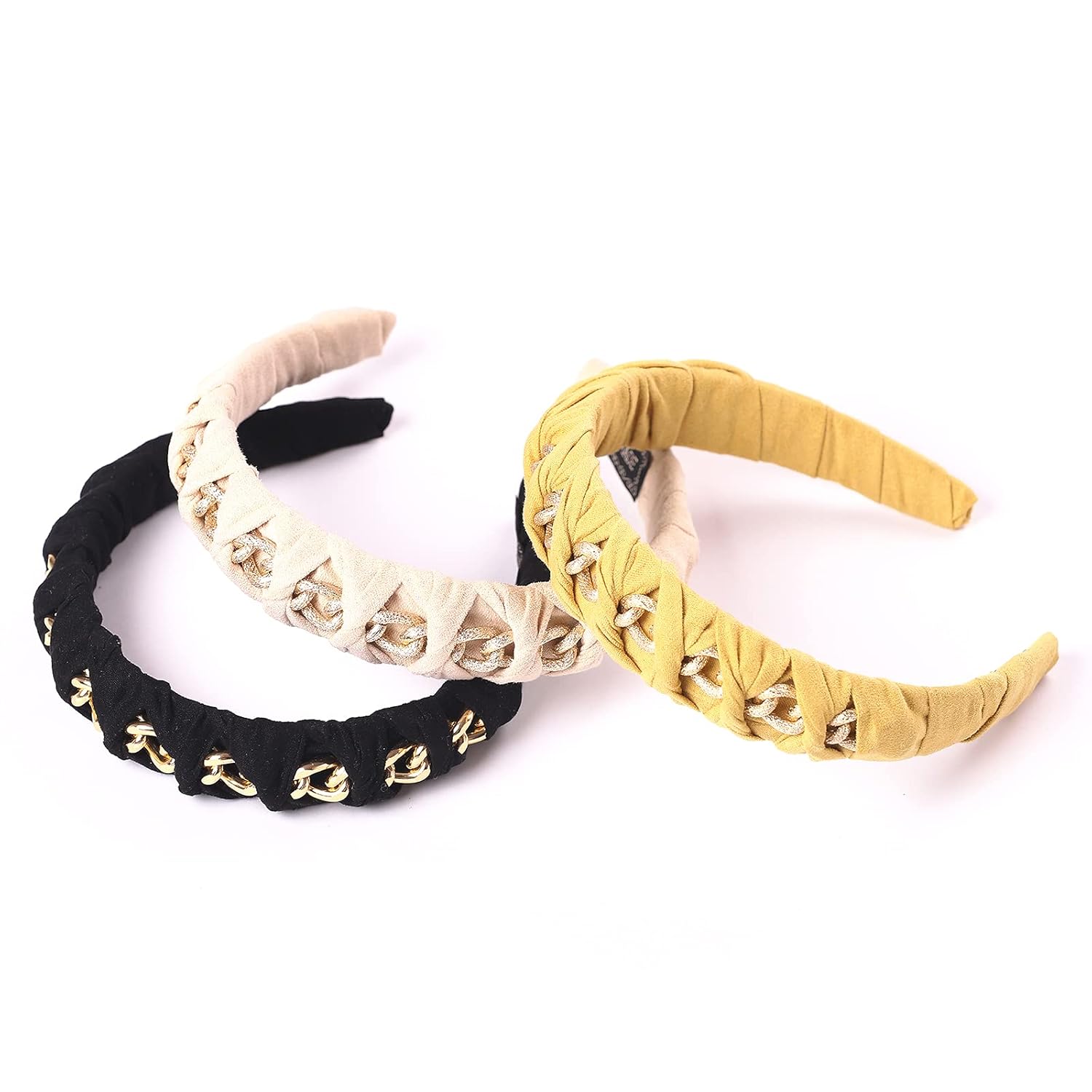 SilentThird Knotted headbands for Women braided head band, Wide head bands cute fashion headbands, Metal Chain Hair Bands (Three colors) 3 pcs : Beauty & Personal Care