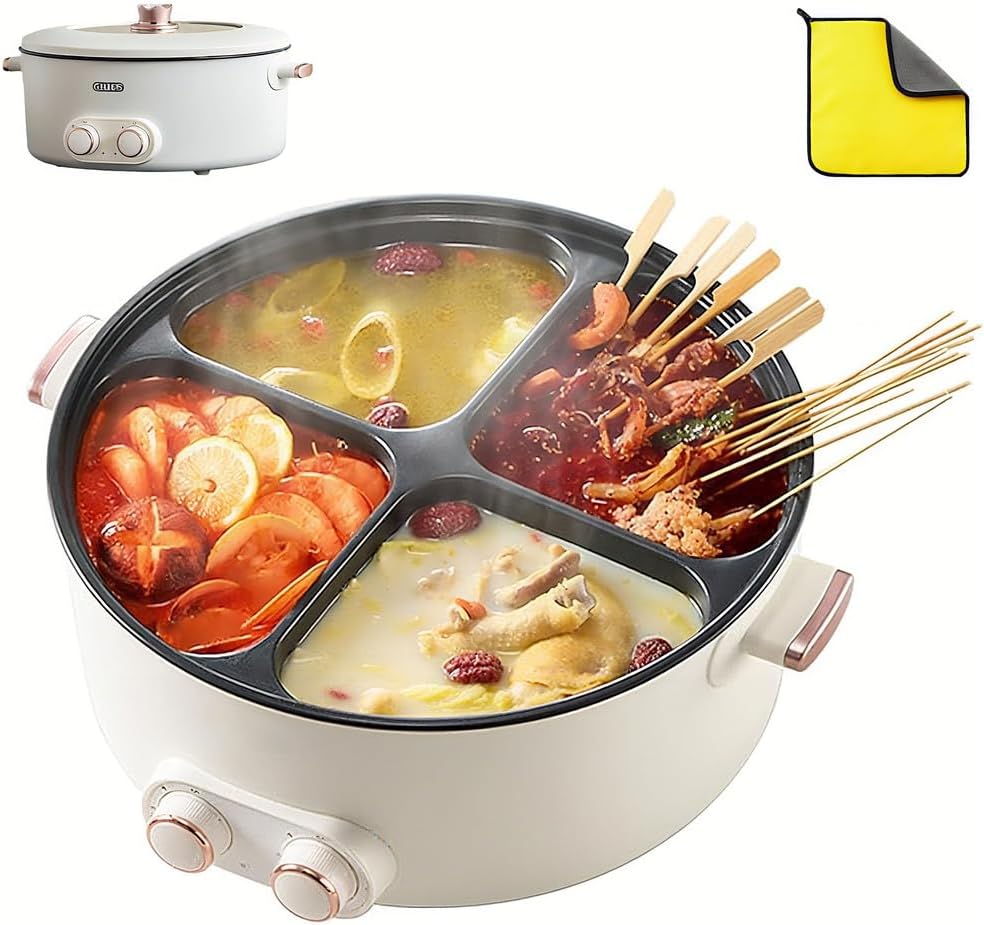 Olla Eléctrica 4 Compartimentos 6L, Control de Temperatura Independiente