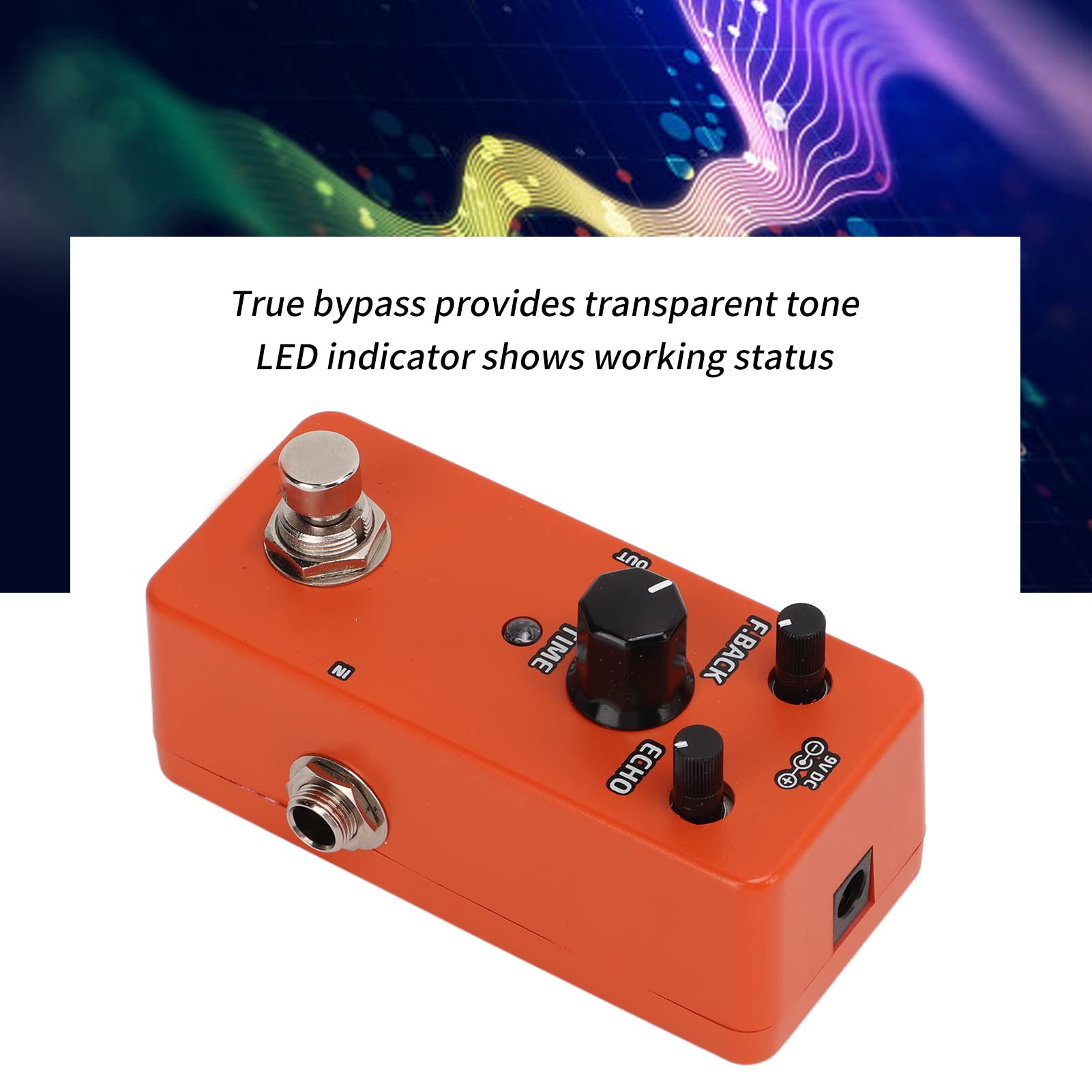 CHICIRIS Analogowy pedał Efektów Delay, pedał Efektów Gitarowych Vintage Mini Single Block z True Bypass i Wskaźnikiem LED, Zapewniający Ciepły, Czysty i Gładki Dźwięk Opóźnienia w Stylu