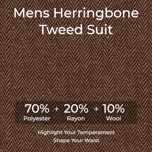 Retro 2 Pieces Suit Men Slim Fit Formal Double Breasted Tweed Herringbone Men Suit Jacket Pants Set Wedding Tuxedo2
