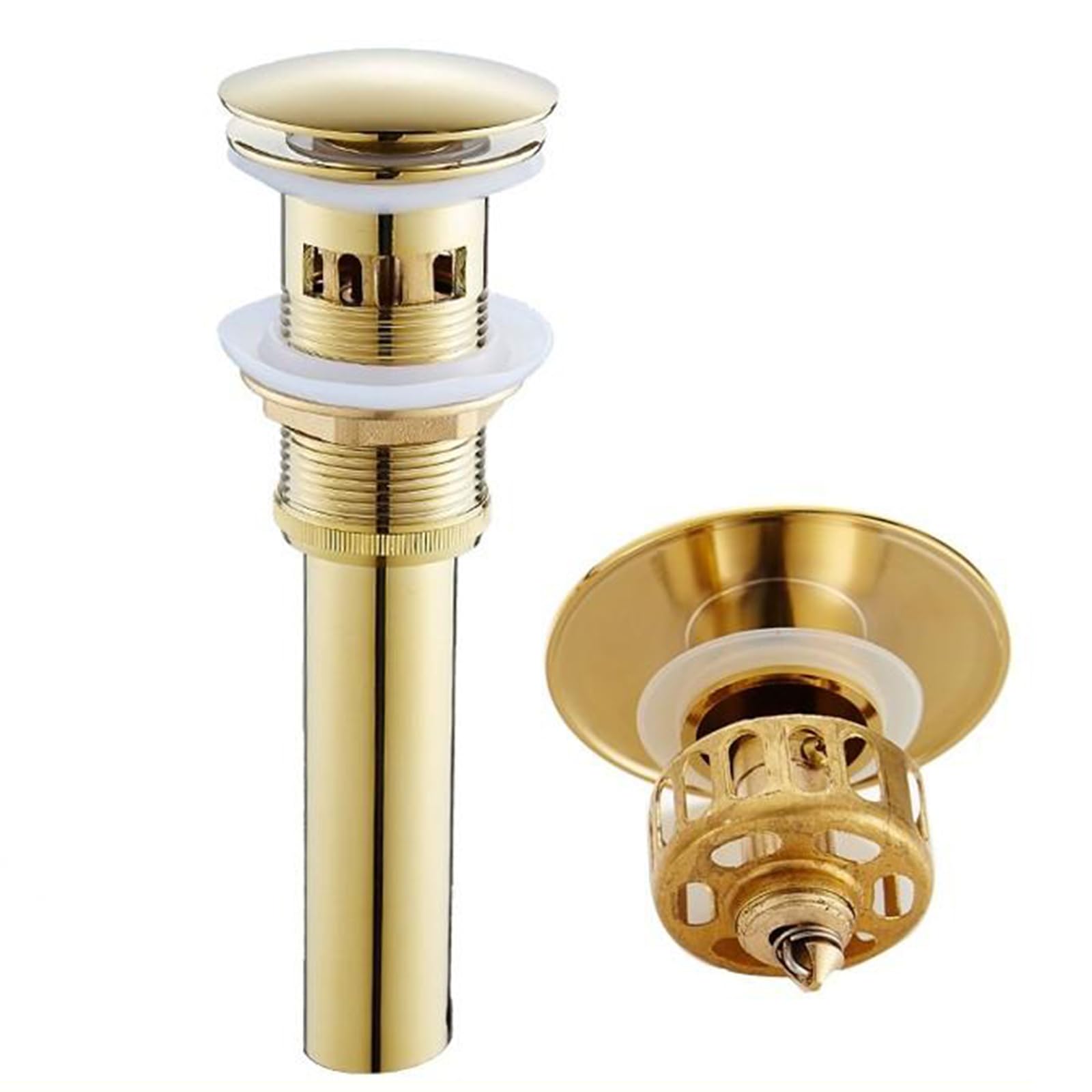 Piletta Lavabo Bagno Scarico Universale Lavabo Bagno Piletta Antiodore a Scomparsa con Cestello Piletta Click Clack Universale oro