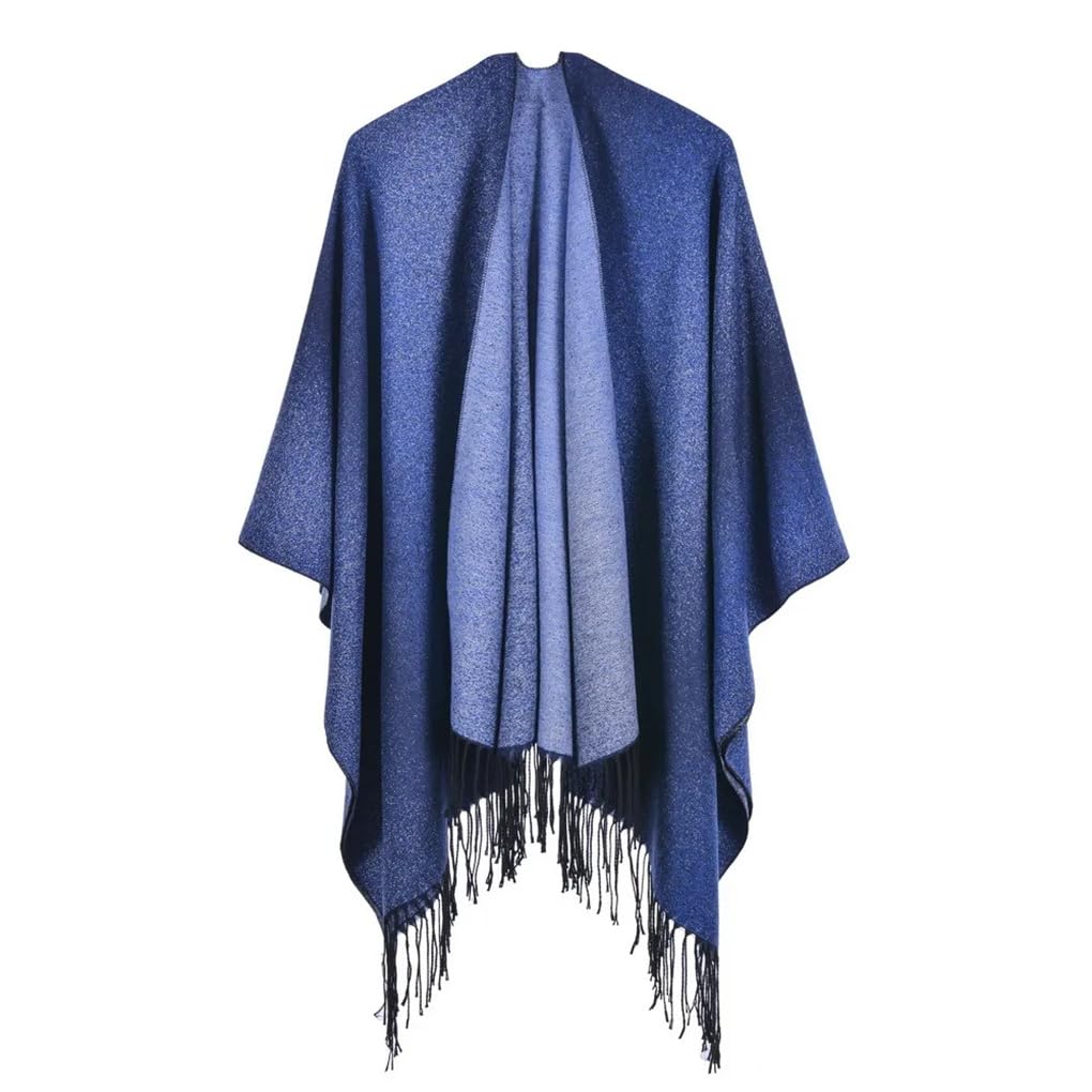Dninmim Maglione da donna in jacquard lavorato a maglia, scialle, autunno inverno, leggero, ispessito, caldo, poncho mantelle