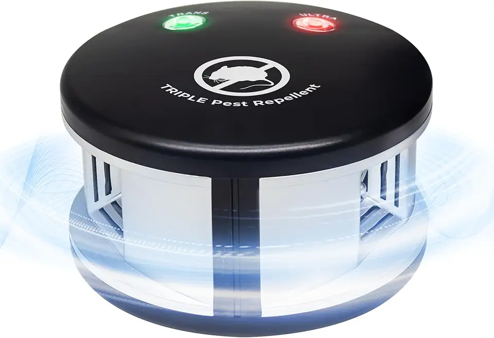 X-PEST Ultrasonic Rodent Repeller Indoor 360° Squirrel Repeller Mouse Deterrent Switch 3 Modes Pressure Wave Multi Plug Control