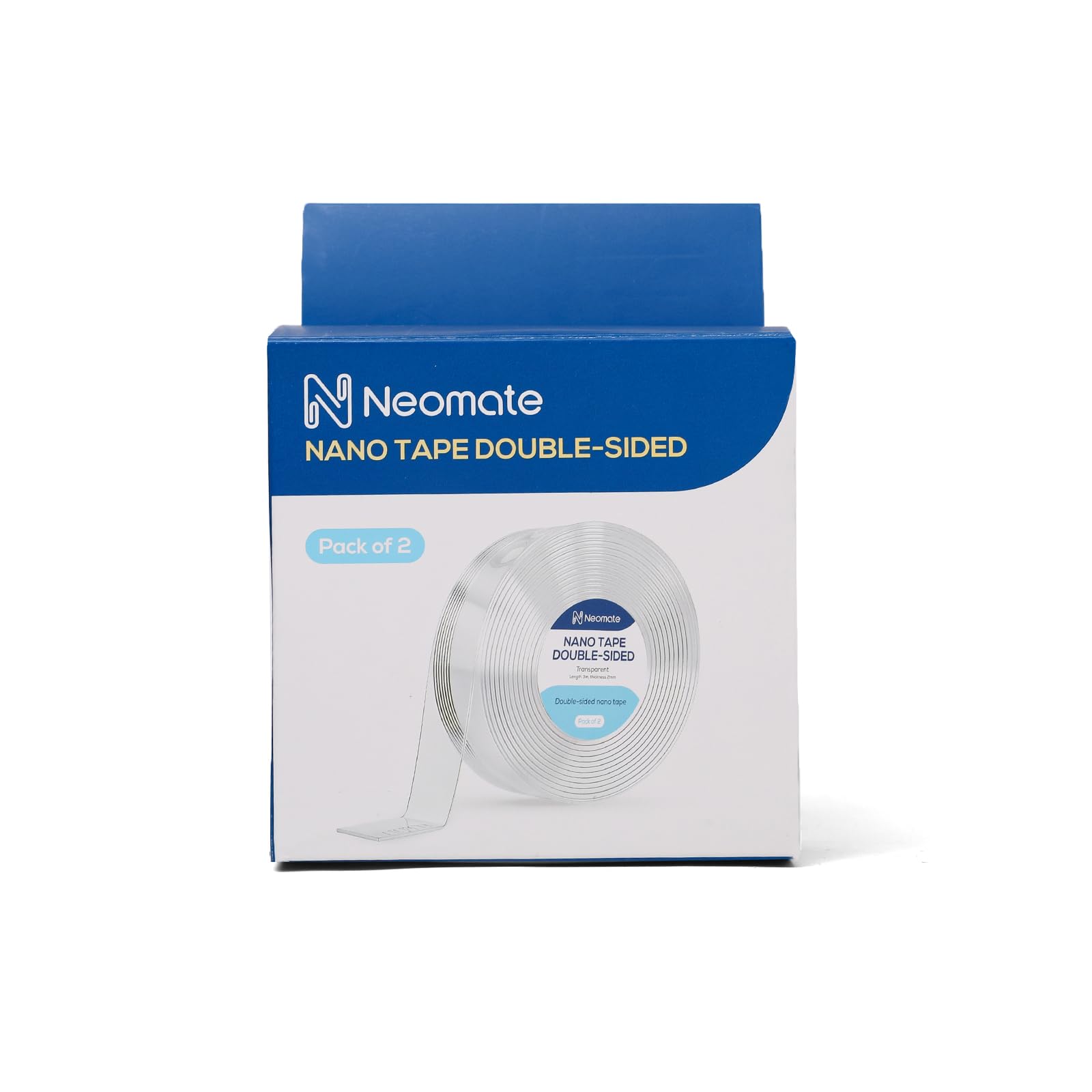 Neomate Nastro biadesivo resistente | Confezione da 2 | Nastro adesivo forte trasparente per pareti, poster, tappeti, uso domestico e ufficio