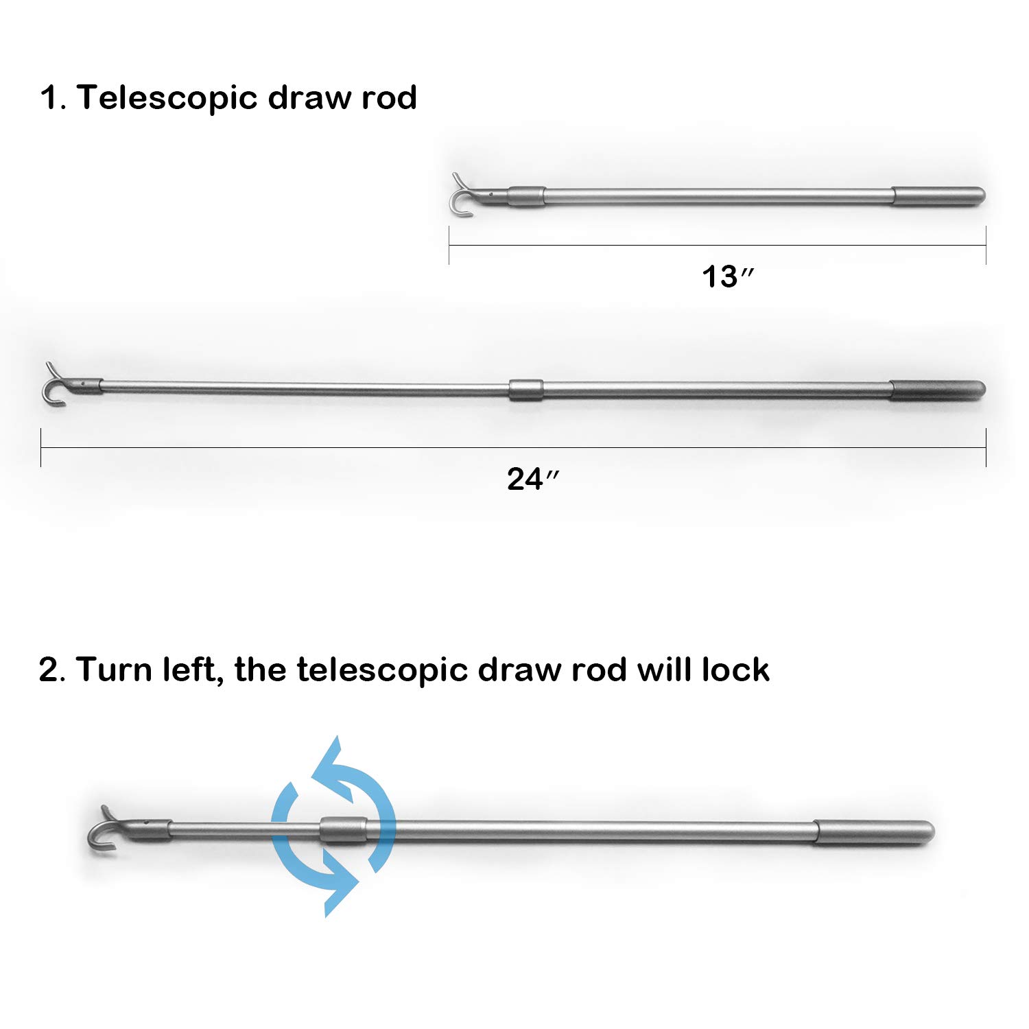 Multi Purpose Rods 2Pcs Telescopic Draw Rod For Cordless Blinds And ...