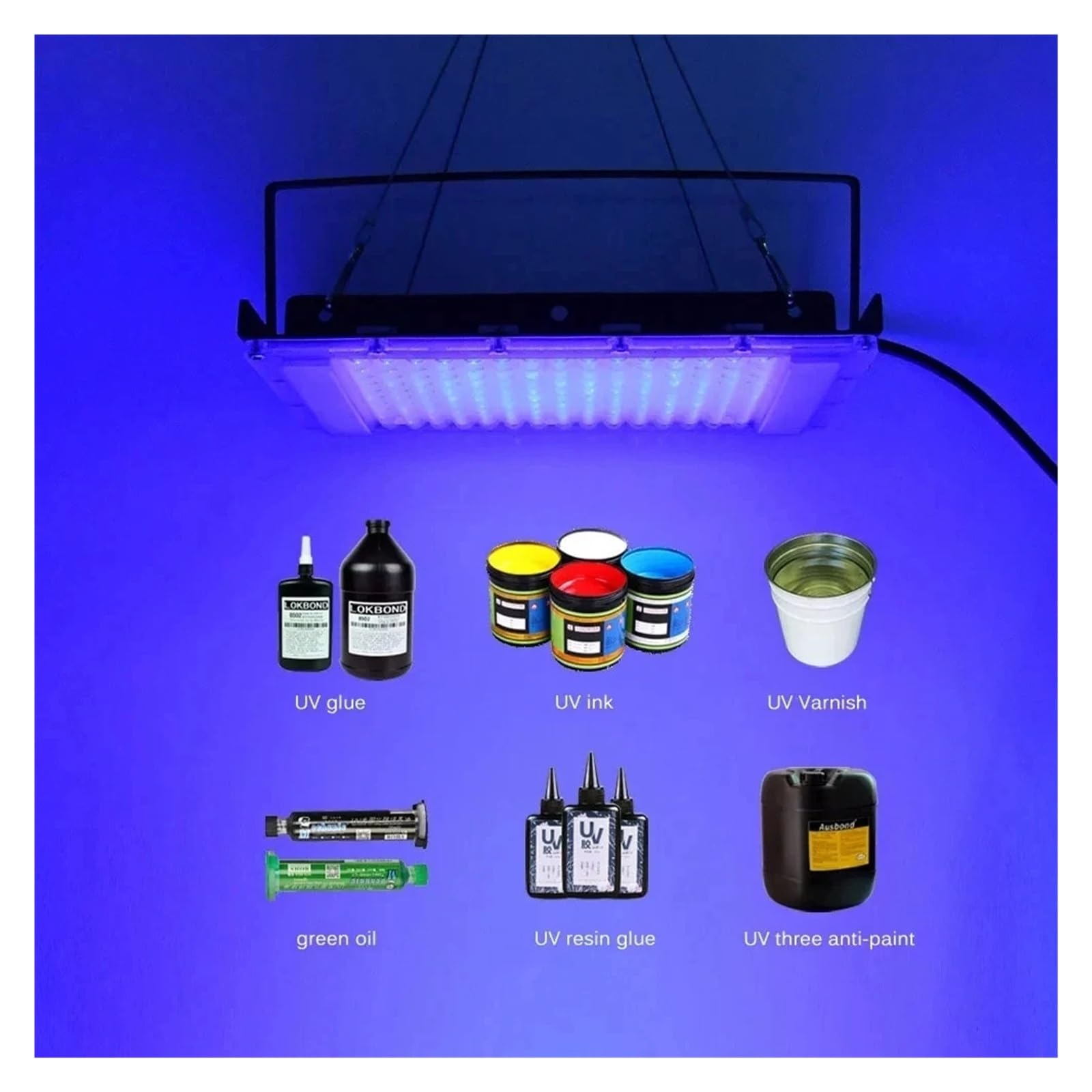Luce UV a polimerizzazione rapida, 100W 200W 300W LED Blacklight Luce viola 365nm 405nm 395nm Rilevazione fluorescente Colla Verde Olio Resina Lampada polimerizzante UV ultravioletta per polimerizzazi