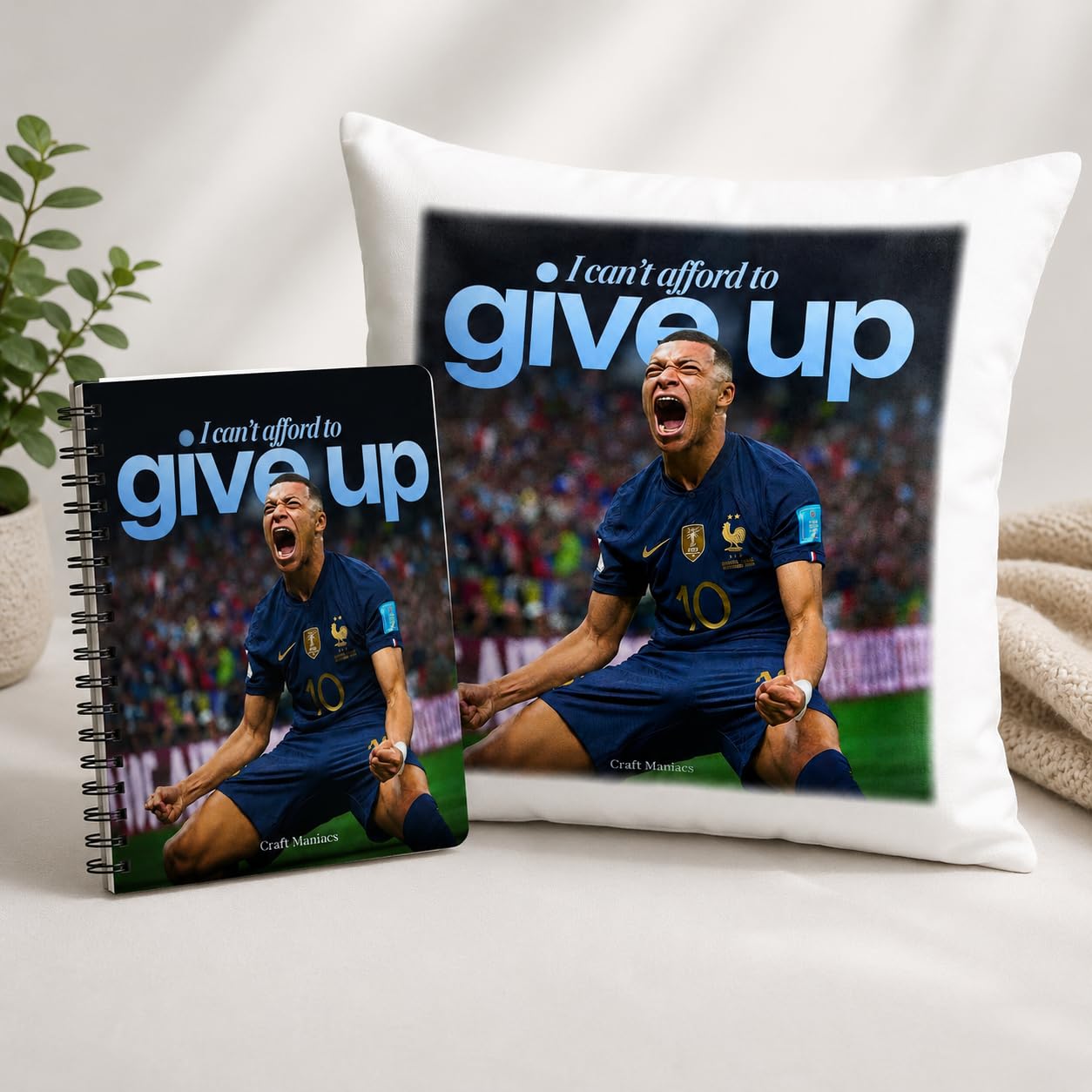 Mbappe Cannot Give Up Pillow Diary Combo: A 16 * 16 Inch Pillow with Filler & A5 Ruled Diary | Best Gift for Football Lovers-image-38