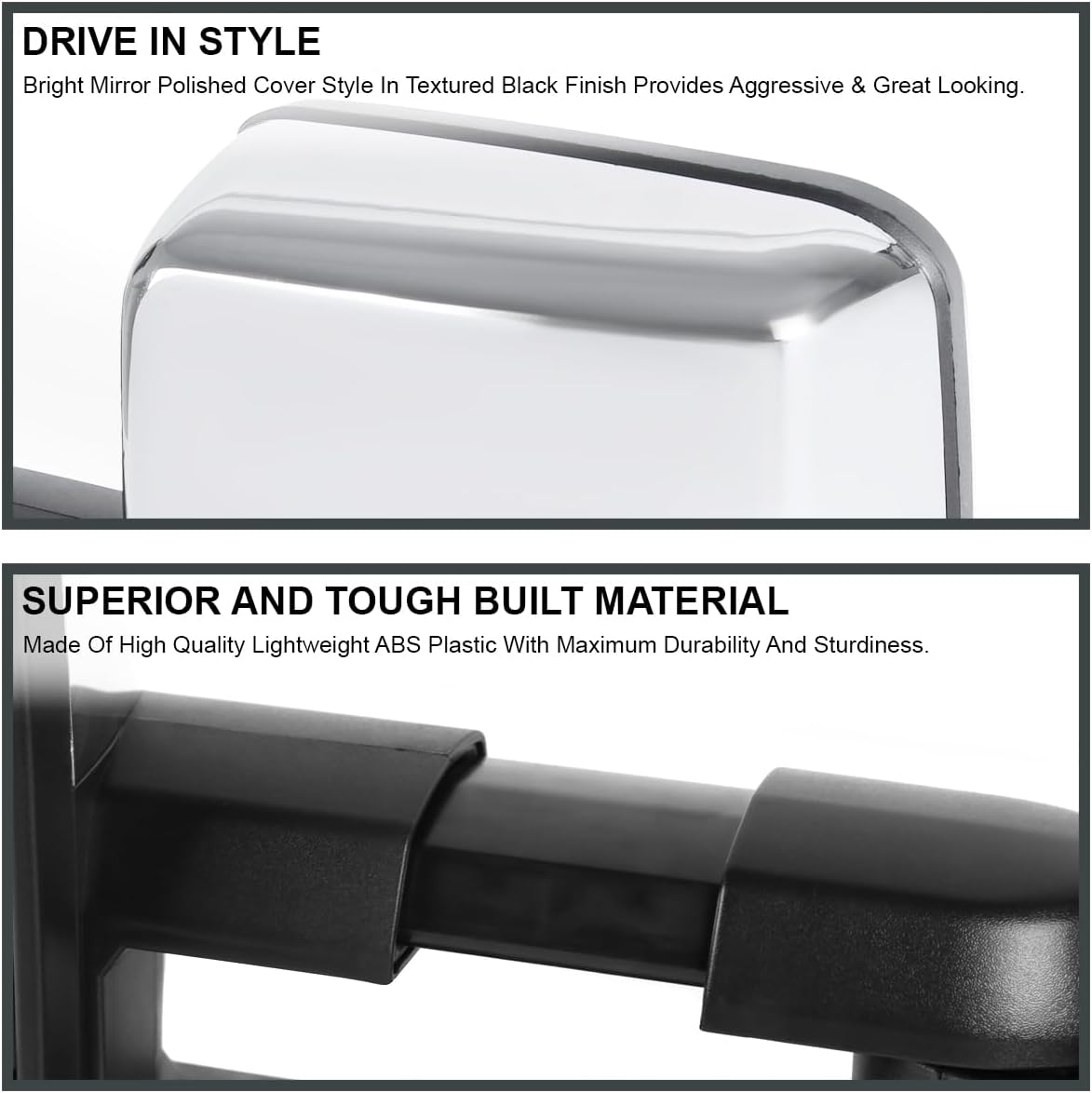 SPEC-D TUNING Smoke LED Signal Power Heated Manual Fold Towing Mirrors Chrome Compatible with 1988-1998 GMC C/K 1500 2500 3500, 1992-1999 Yukon Suburban Left + Right Pair