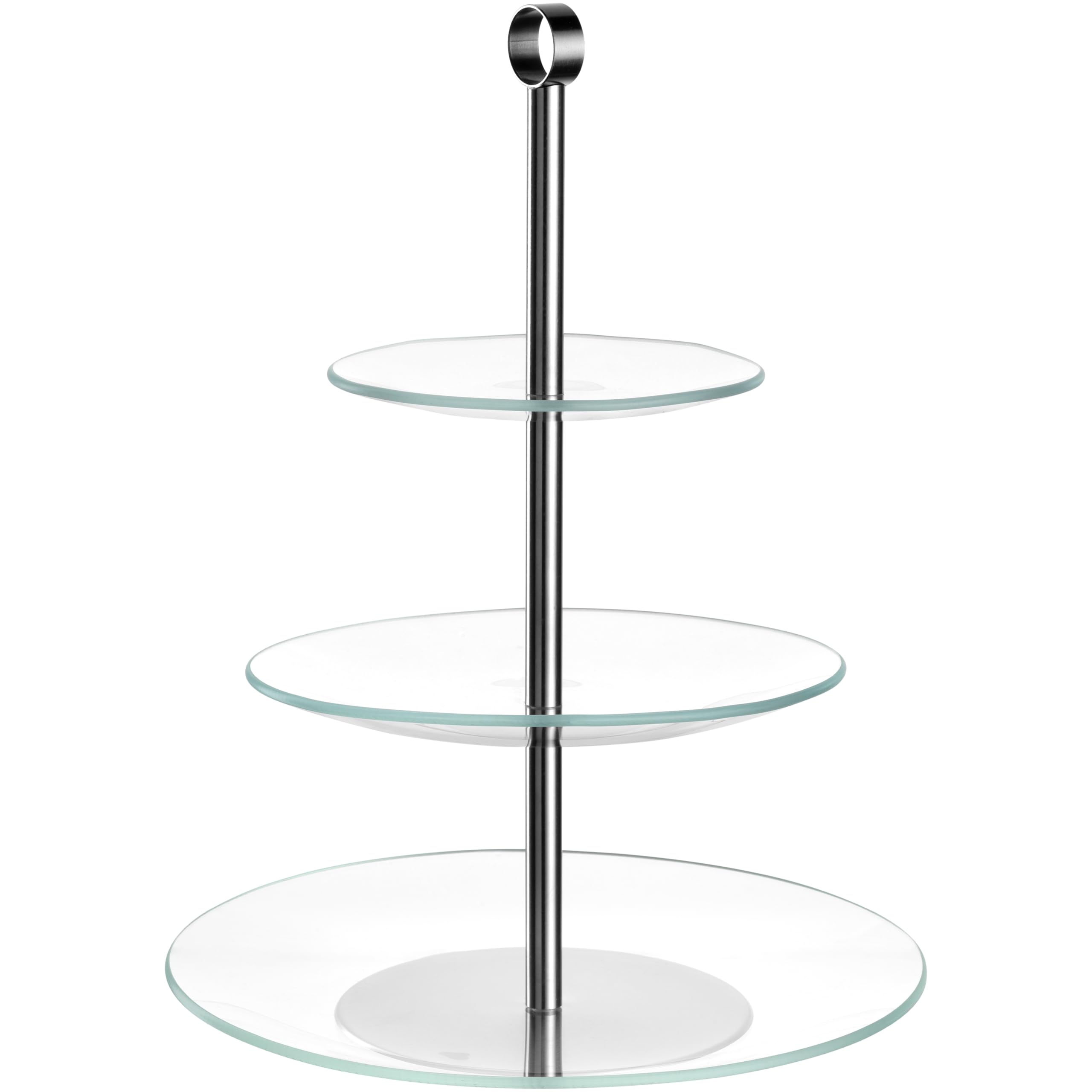 LEONARDO HOME CENA Etagere • 1 Stück • Moderne Glasetagere • für Kuchen und Häppchen • elegante Etagere • für Brunch und Buffet • Zeitloses Design • für jede Gelegenheit • Höhe 36 cm • silber • 025363
