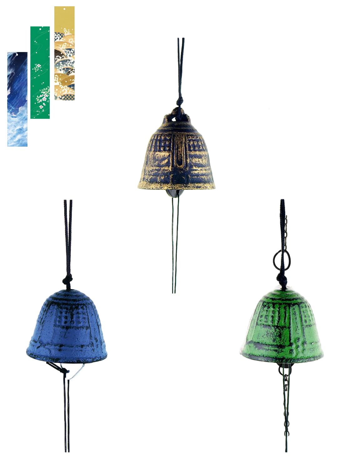 Kritlife Cast Iron Wind Chime Furin Navy Blue Handmade Japanese Bell 2.2in