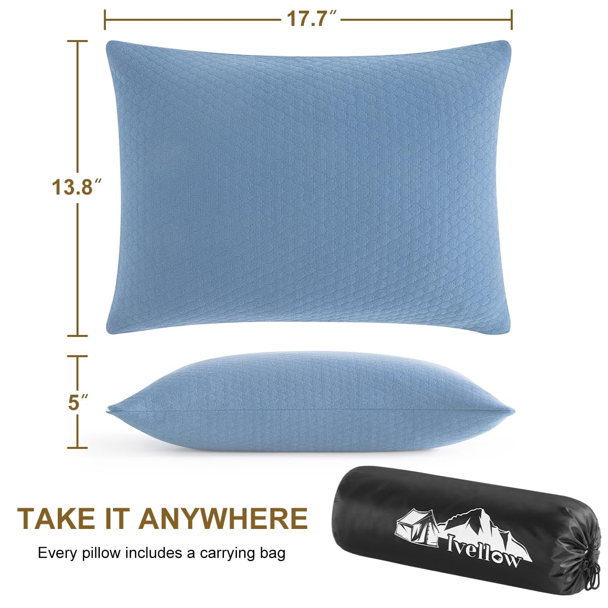 Cuscino Da Viaggio In Memory Foam Ivellow, Cuscino Da Campeggio Comprimibile Per Dormire~p113401606