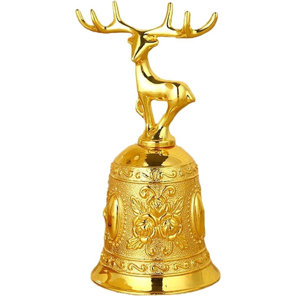 Casiler Gold Deer Shape Hand Bell Antique Christmas Bell Multi-Purpose Call Bell Rustproof Service Bell Metal Bell For Home Decor
