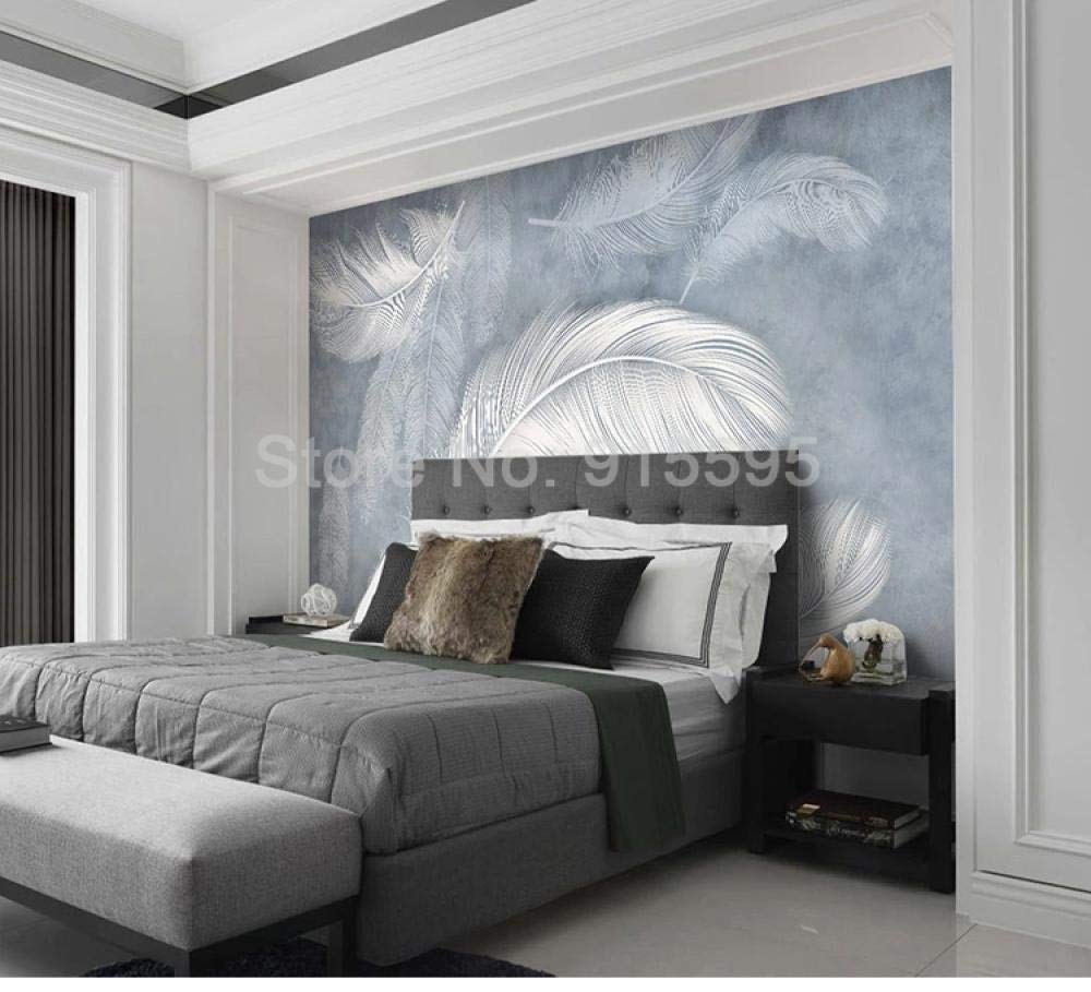 Papier peint photo plume 3D grand format 250x175 cm pour décoration murale salon