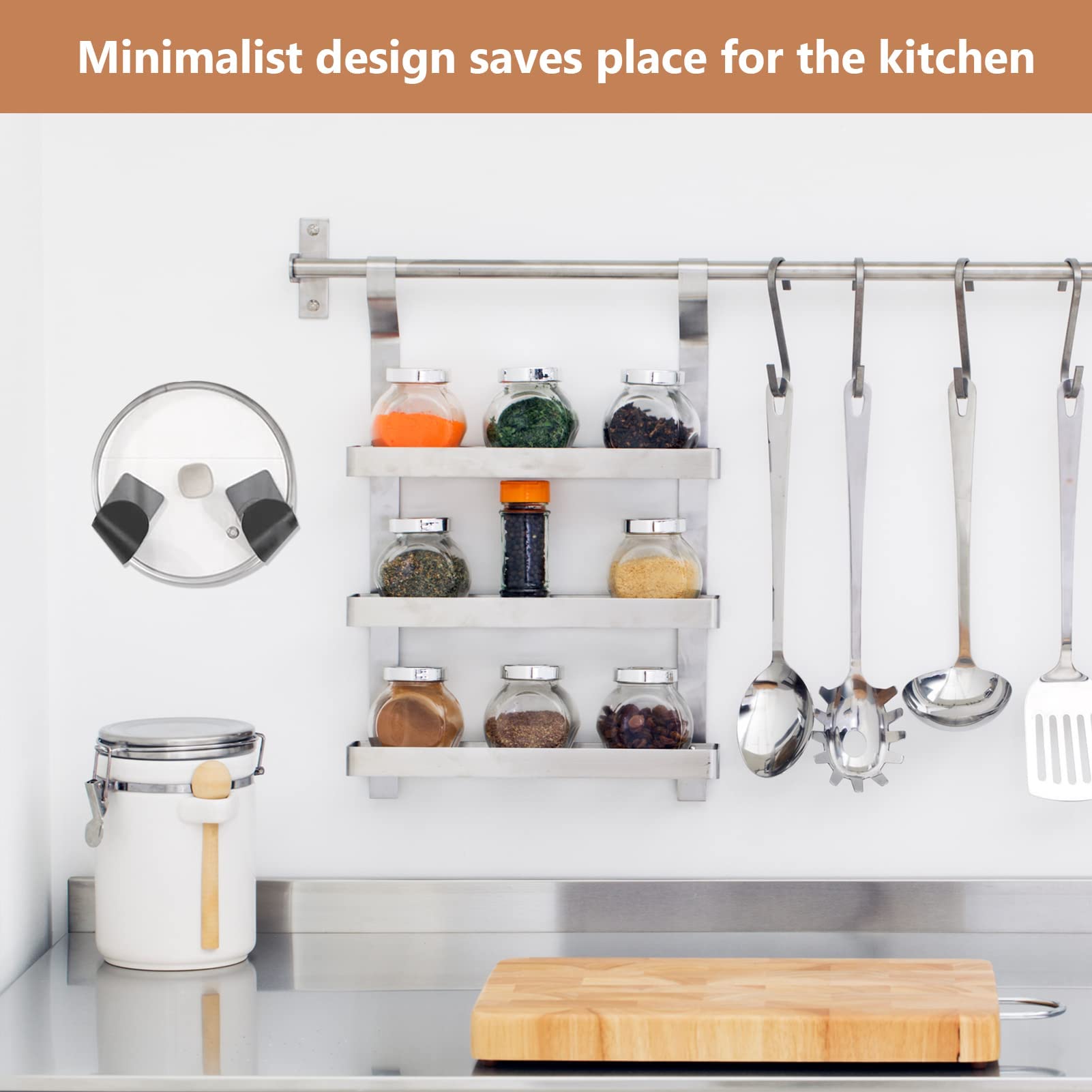 6 Pairs Kitchen Lid Holder Pot Lid Holder Hanging Wall Mount Pot Rack Door Pan Cabinet Hook Hooks Abs Material Pots Pans Knives
