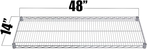 Miniatura 6 de Estantería de alambre cromado, paquete de 2 estantes, estantes de almacenamiento NSF resistentes (14 pulgadas de ancho x 24 pulgadas de largo)