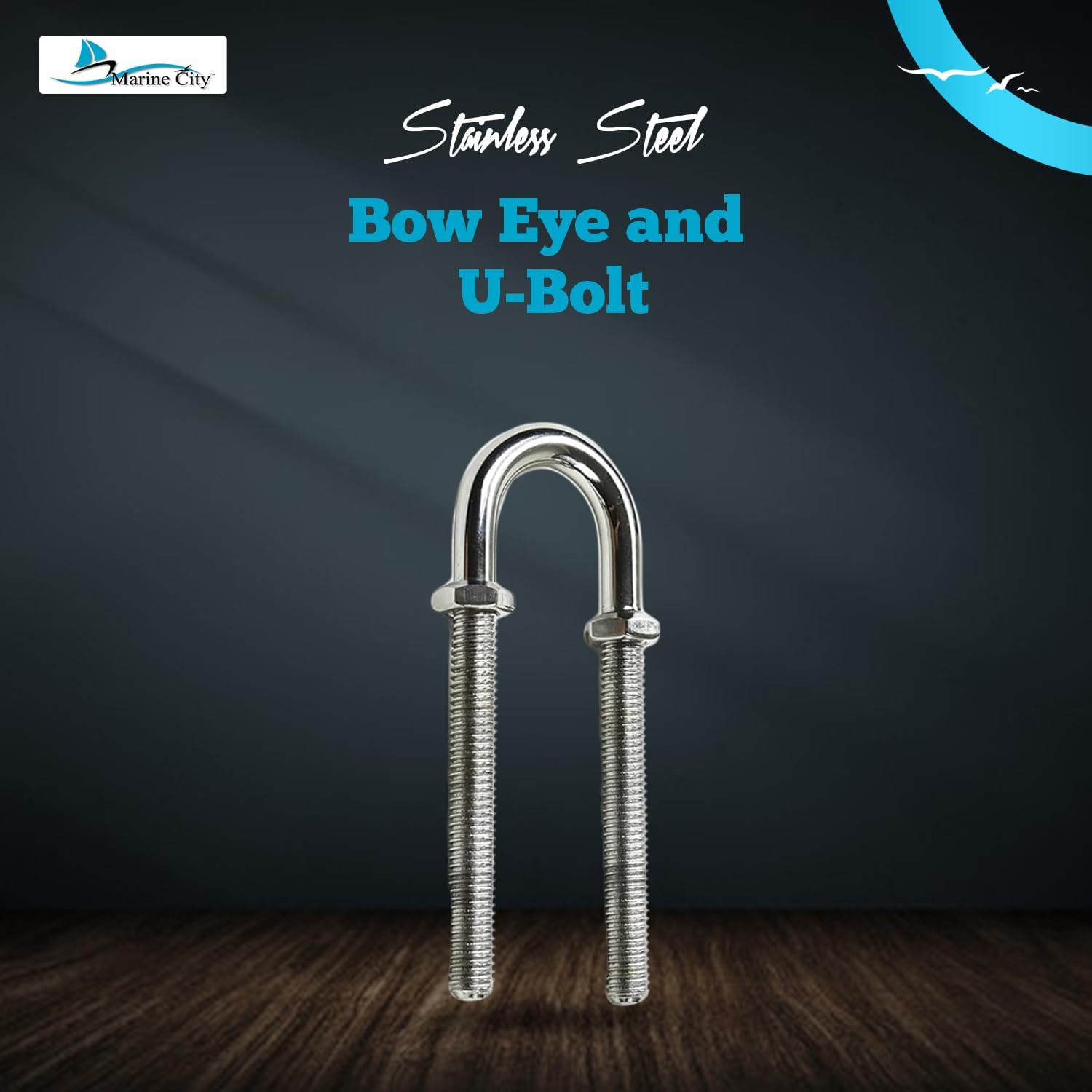 MARINE CITY Stern Stock Bow Eye U-Bolt, Stainless Steel, 4-1/2" Length, Polished Finish, for Boats, Yachts, and Marine Hardware (1 Pcs)