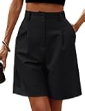 HOTOUCH Bermuda Shorts for Women Summer Dressy Casual Elastic High Waisted Wide Leg Knee Length Shorts with Pockets