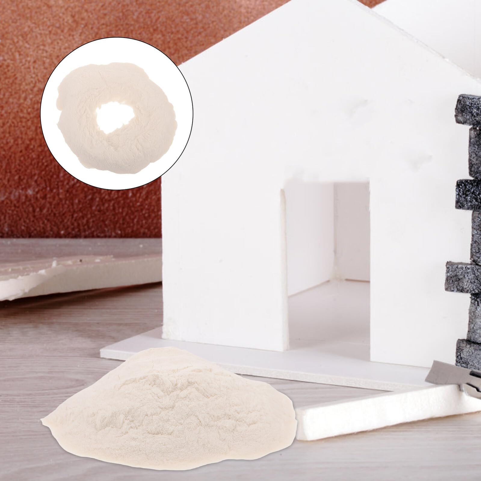 GARVALON Cemento in Amido Bianco per Mattoni in Miniatura, Colla Adesiva Forte per Modellismo, per Creare Fondazioni e Percorsi in Mini Case, Confezione da 1kg