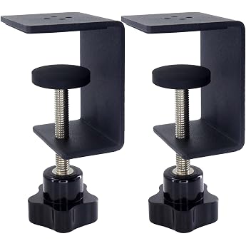 C Clamps Heavy Duty Black Desk Clamp 2 Pack Metal Clamps for Panel Clamps Woodworking Adjustable Clamp on Desk Shelf for Desk Extension