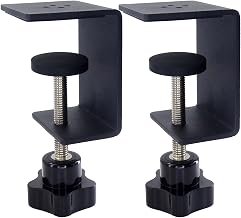 Heavy Duty C Clamps & Desk Clamps | Wide Jaw Metal Woodworking Clamps Adjustable Shelf Clamps for Office Extension/Panel Work (2 Pack
