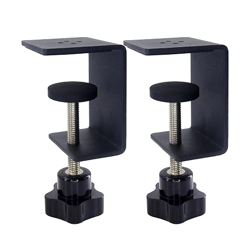 Jhanw 2 Pack Heavy Duty C Clamp & Desk Clamp | Wide Jaw Metal Woodworking Clamps, Adjustable Shelf Clamps for Desk Extension/Panel Work (Sturdy Multi-Purpose Clamping Tool)