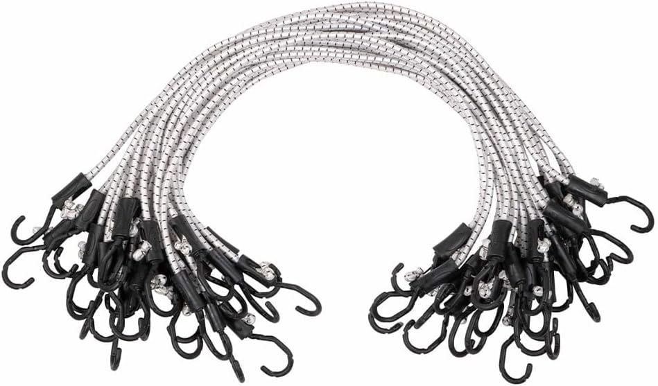 Mytee Products (25 Pcs) 36” Heavy Duty Adjustable Bungee Cords with Hook - Polypropylene (PP) Bungee Cords for Outdoor Camping, Household - Extendable Upto 54 inches