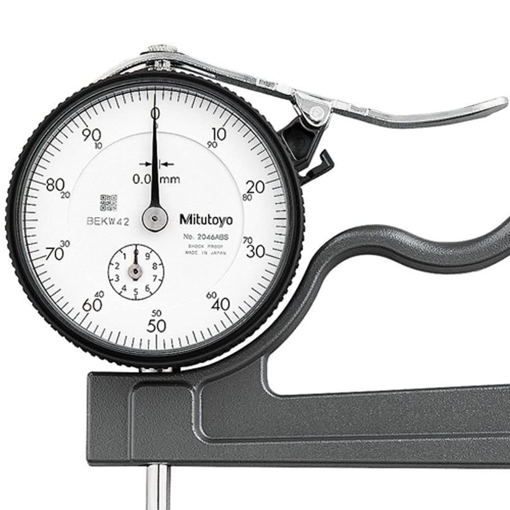 Mitutoyo 7321 Dial Thickness Gage, Flat Anvil, Deep Throat Type, 0-10mm Range, 0.01mm Graduation, +/- 22 micrometer Accuracy