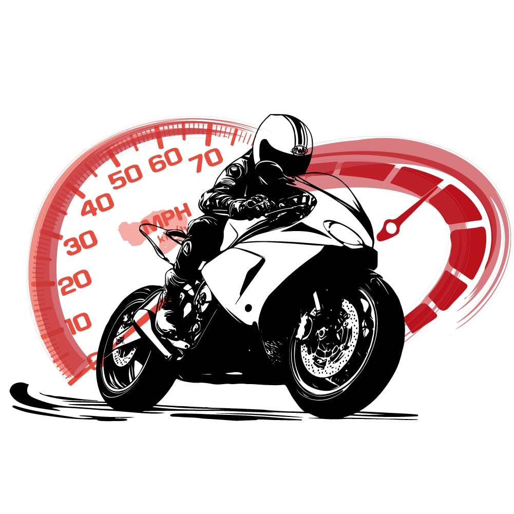 SUPERDANT Motorcycle Wall Stickers Motorbikes and Tachometer Wall Art Stickers Cool Motorbike Wall Decals Peel and Stick Vinyl Decor for Living Room Boy's Bedroom Playroom Home Wall Decor - Image 3