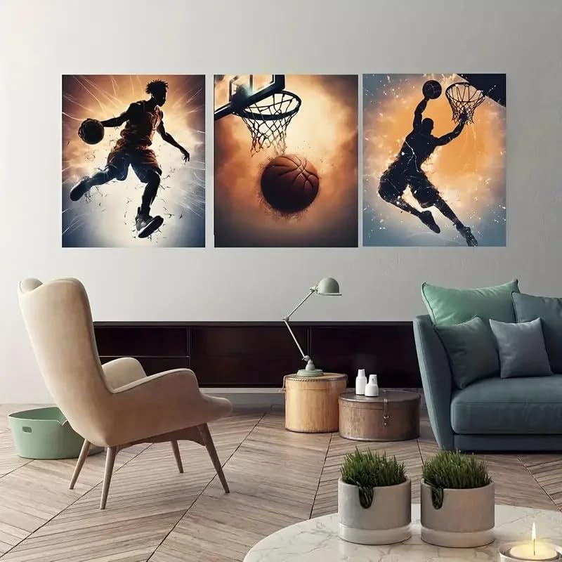 Impresión en lienzo de baloncesto de alta definición con marco interno 30x45cm 3