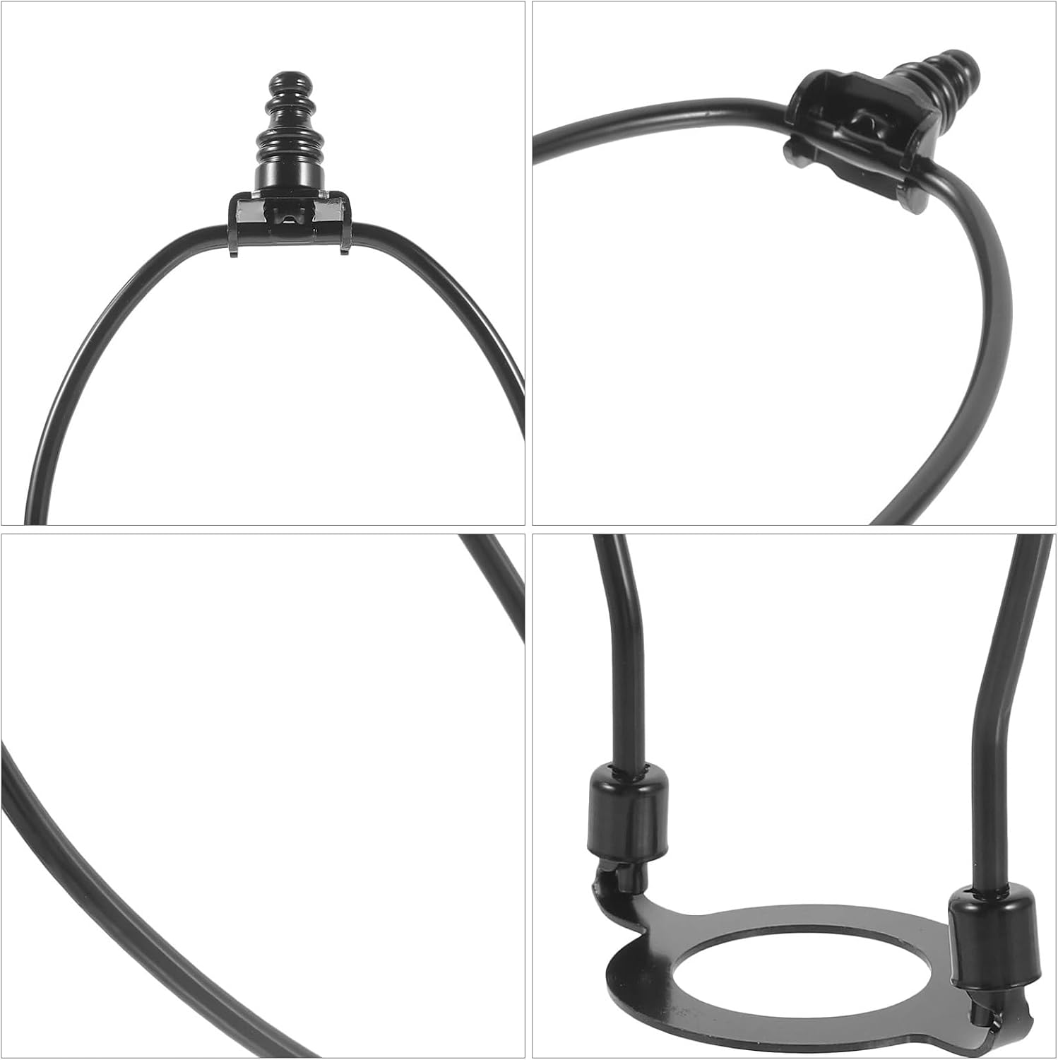 Lamp Harp 2pairs Lamp Shade Bracket 8 Inch Harp Holder Metal Frame Sturdy Support DIY Lampshade Adapter Lighting for Table & Floor Lamps(Black)