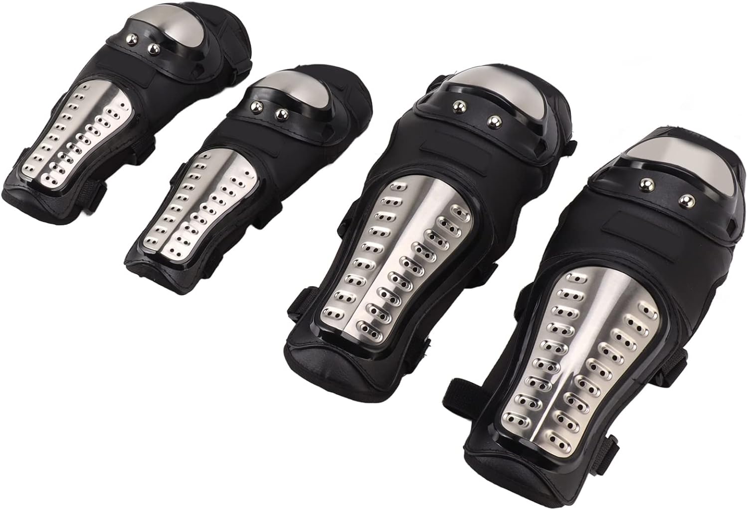 Adult Knee Elbow Pads for Motorcycle Riding Skiing and Skateboarding - Impact Stainless Steel Protective Gear for Men and Women - Breathable Adjustable Unisex Body Guard Set