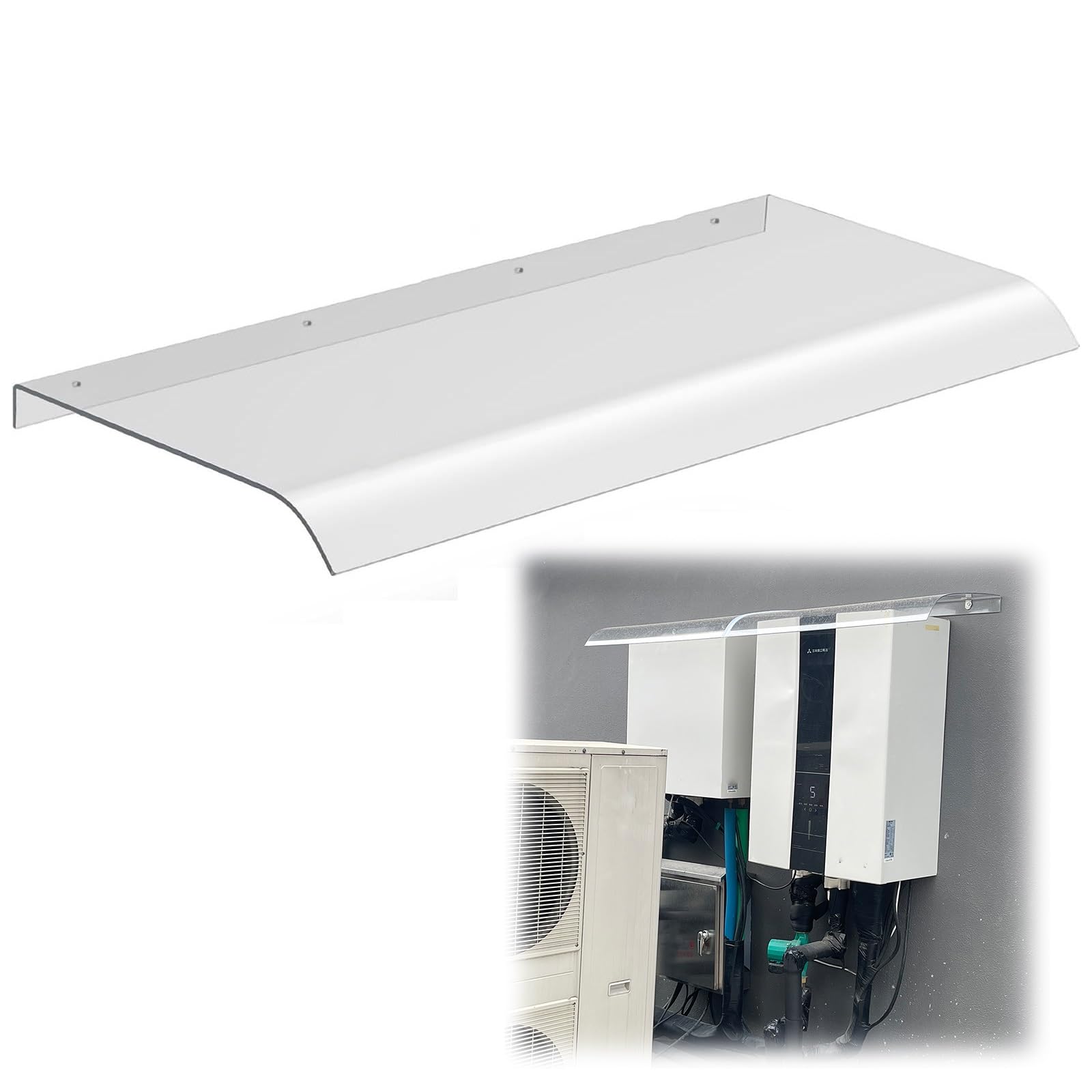Auvent de porte polycarbonate 40x250cm toit de rechange transparent pour fenêtre d'extérieur