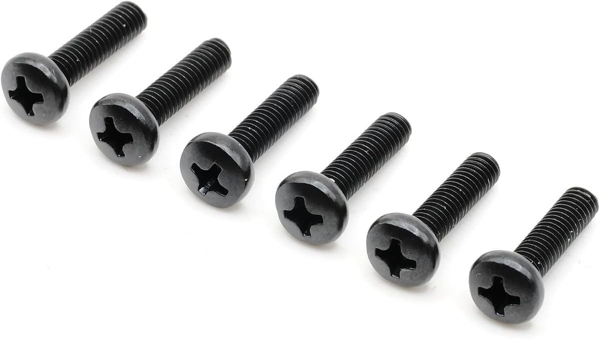 ReplacementScrews TV Stand Screws Compatible with RCA 46LA45RQ | Complete Feet / Legs Screw Set, Black Plated, Metric Steel Screws, Pack of 6