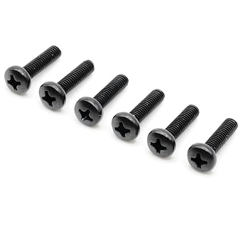 ReplacementScrews TV Stand Screws Compatible with ONN ONA50UB19E05 | Complete Feet / Legs Screw Set, Black Plated, Metric Steel Screws, Pack of 6