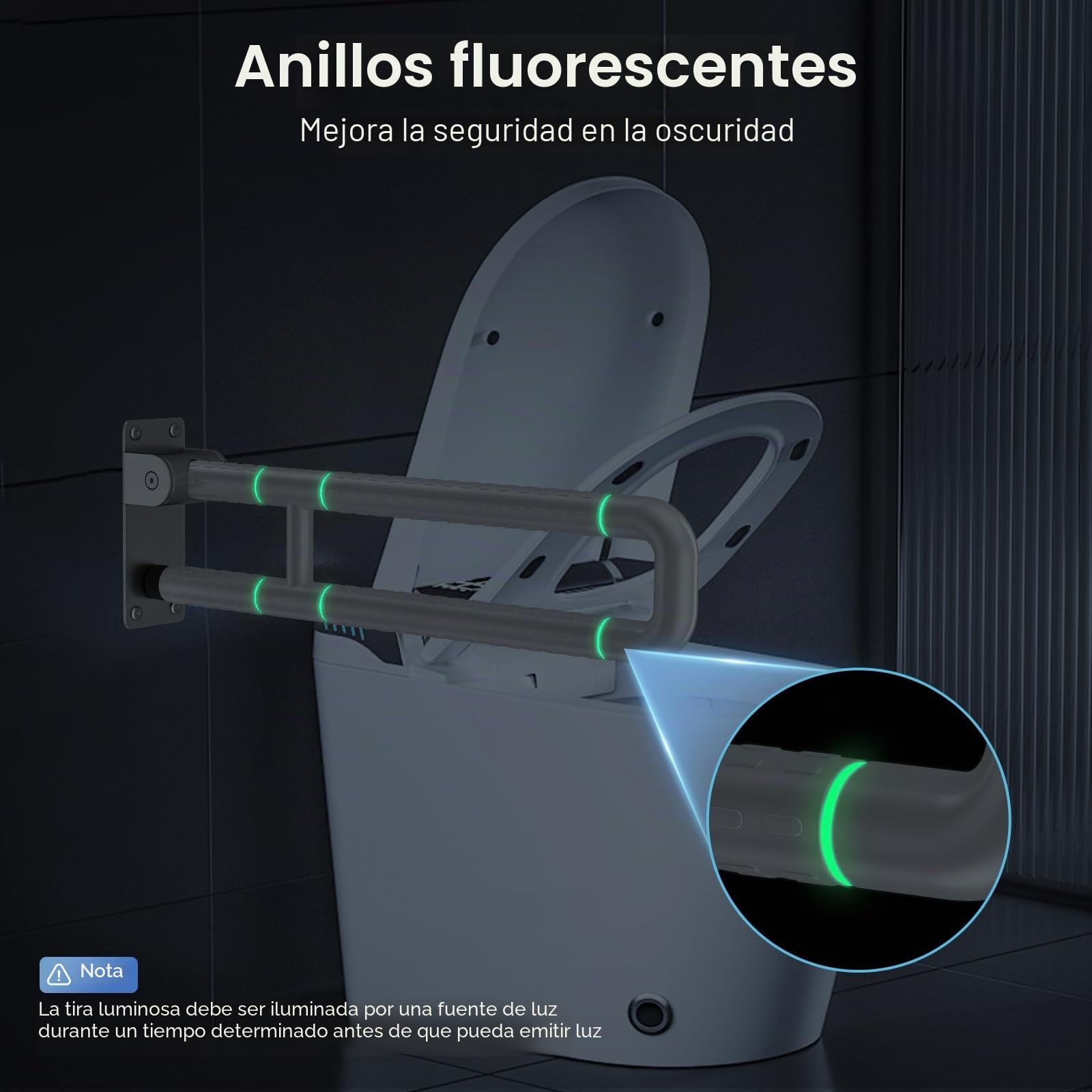 Barra de soporte de inodoro blanca 60 cm barra de soporte de baño de acero inoxidable baño plegable mango de soporte de seguridad 300~350 kg