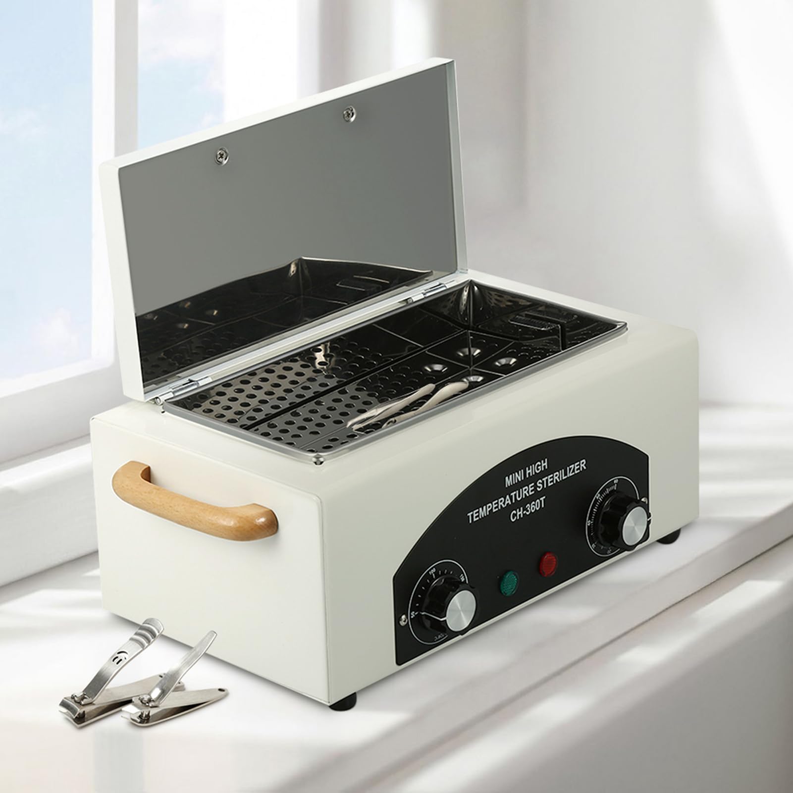 Wakects Sterilisator für Nägel, hohe Temperatur, Sterilisator mit trockener Sterilisator aus Edelstahl, professioneller Schönheits-Sterilisator, 300 W
