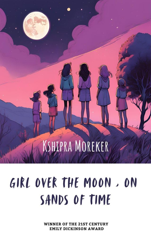 Girl over the moon, on sands of time