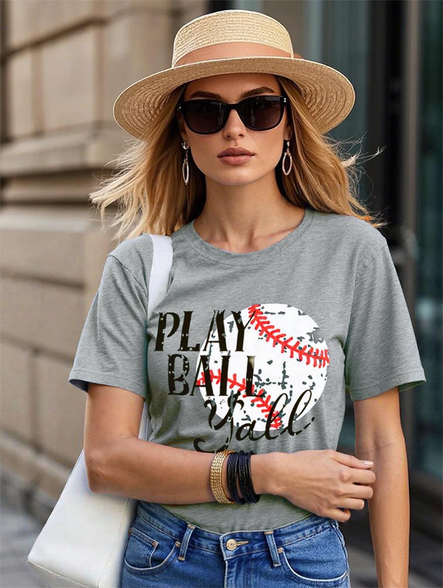 Baseball Mom T-Shirt Women Funny Cool Baseball Shirts Short Sleeve Graphic Tee Summer Tops Loose Casual - Image 2