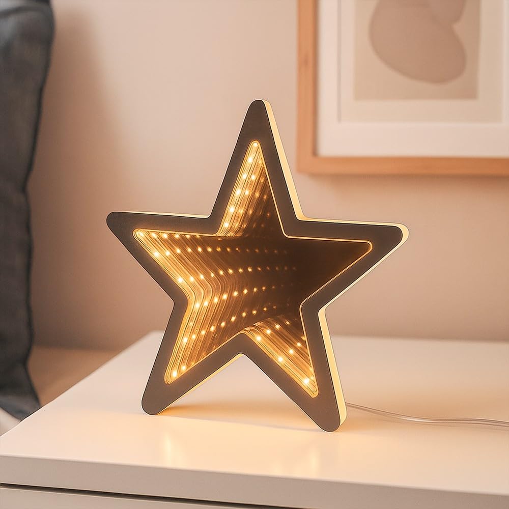 Ideen mit Herz | Gwiazda LED Infinity | Gwiazda świecąca z efektem tunelu świetlnego | Dekoracja okien na Boże Narodzenie | z funkcją timera | zasilana na baterie | 20 cm x 19 cm